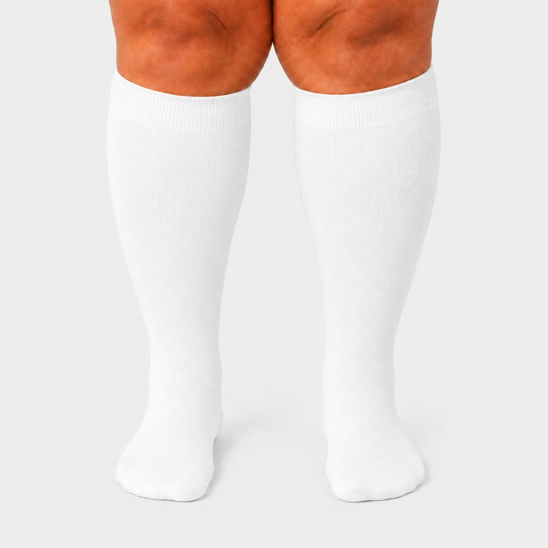 White Wide Calf Compression Socks