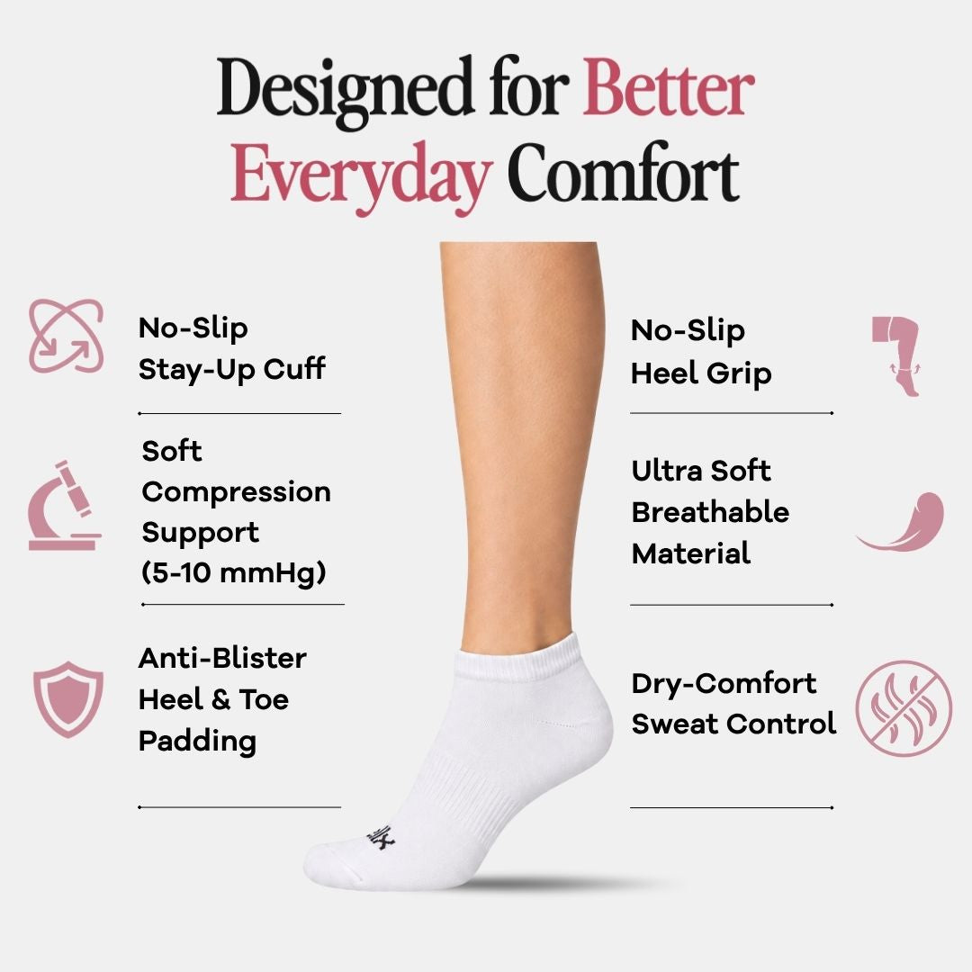 Chaussettes de compression blanches à la cheville