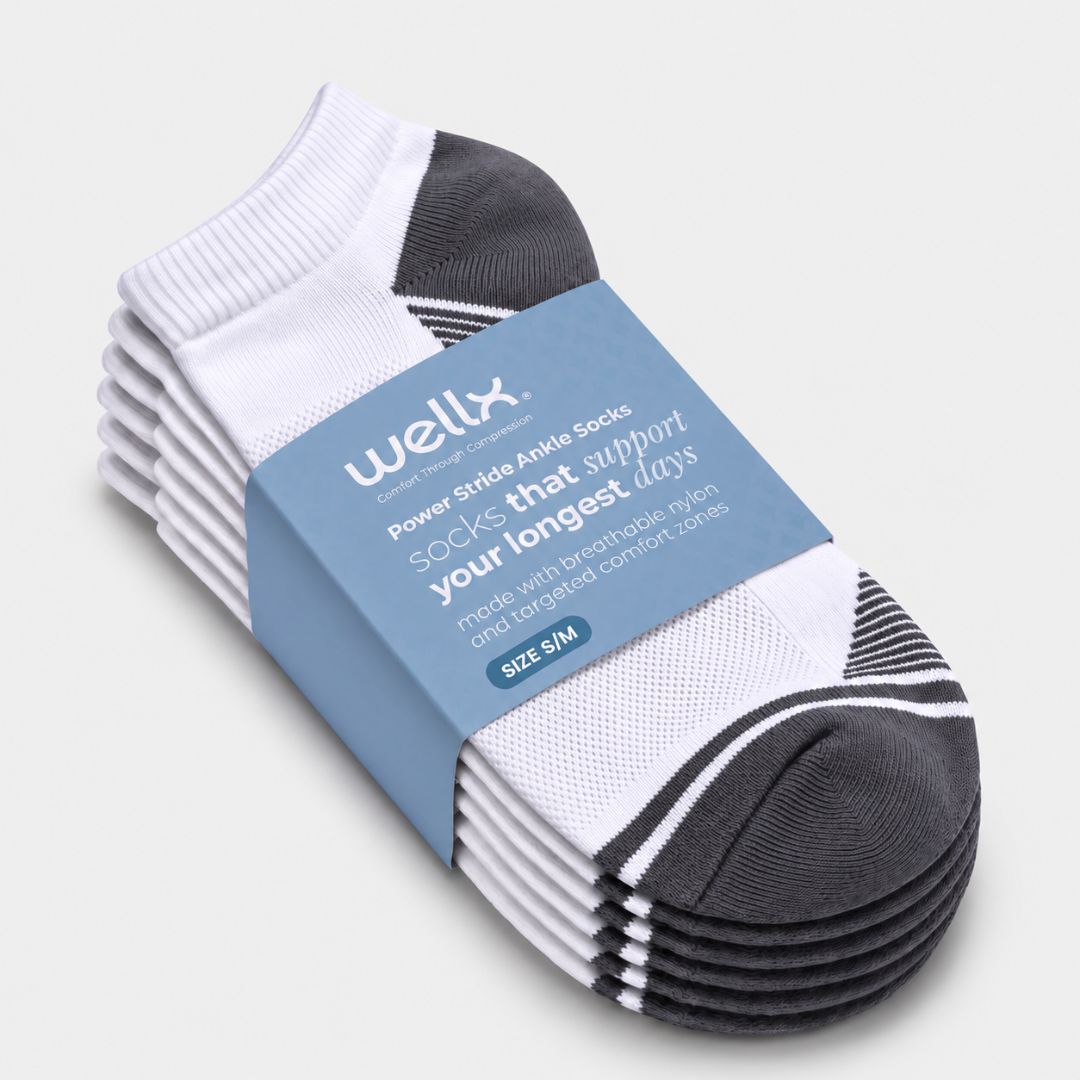 3-Pack Power Stride Ankle Socks White