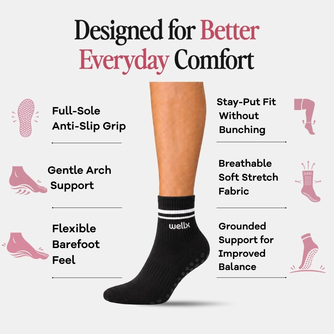 Black Balance Grip Socks