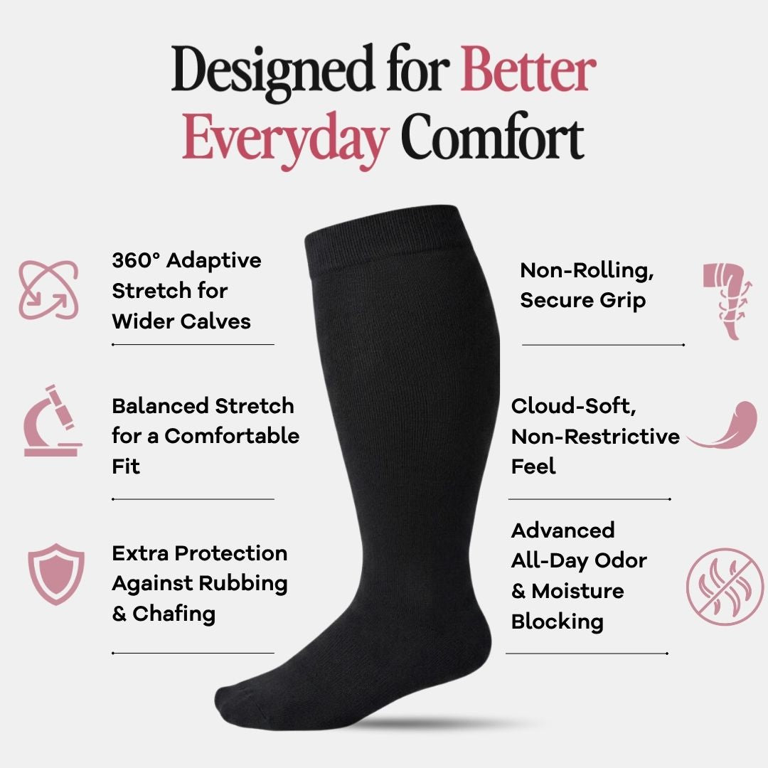 Black Wide Calf Compression Socks