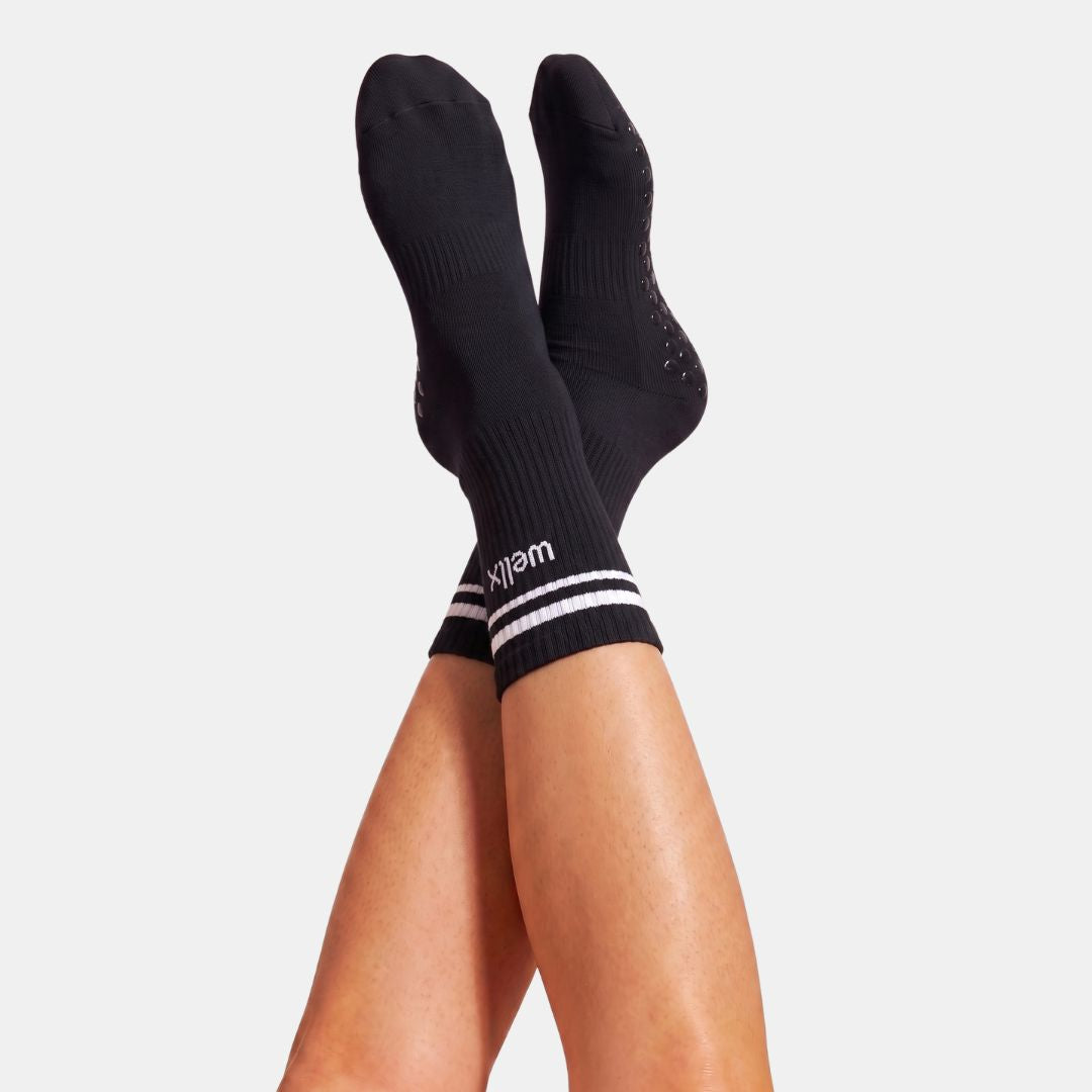 Black Balance Grip Socks For Men. 