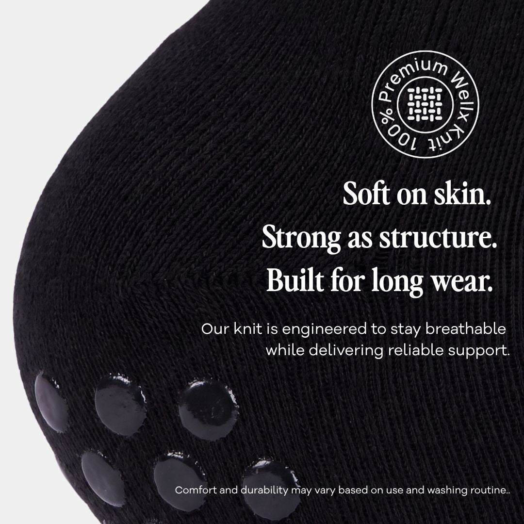 Black Balance Grip Socks For Men. 