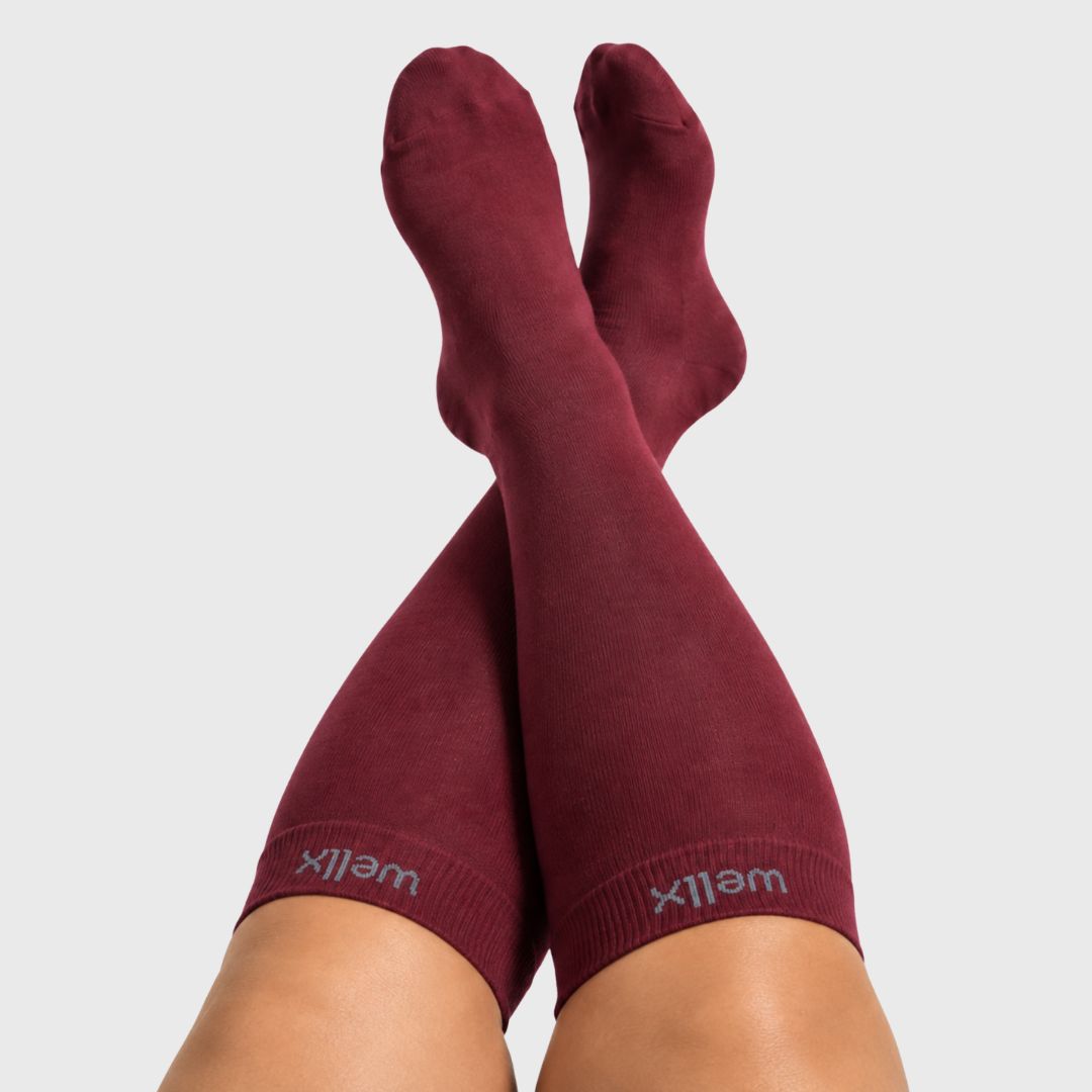 Burgundy Wide Calf Compression Socks