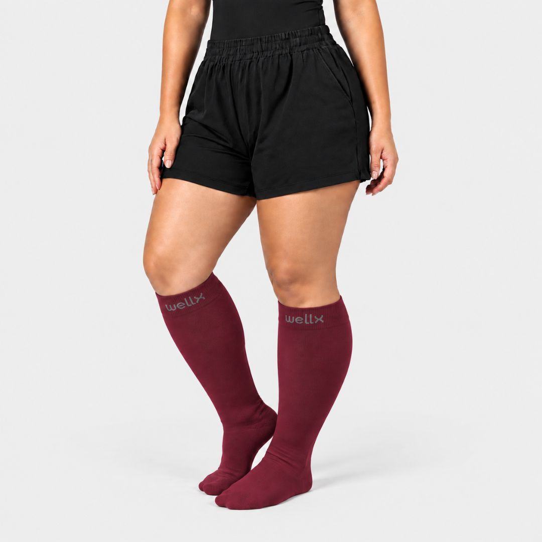 Burgundy Wide Calf Compression Socks