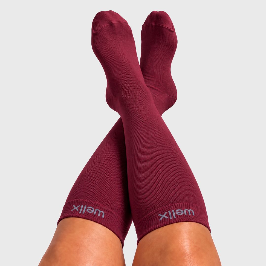 Burgundy Wide Calf Compression Socks Men
