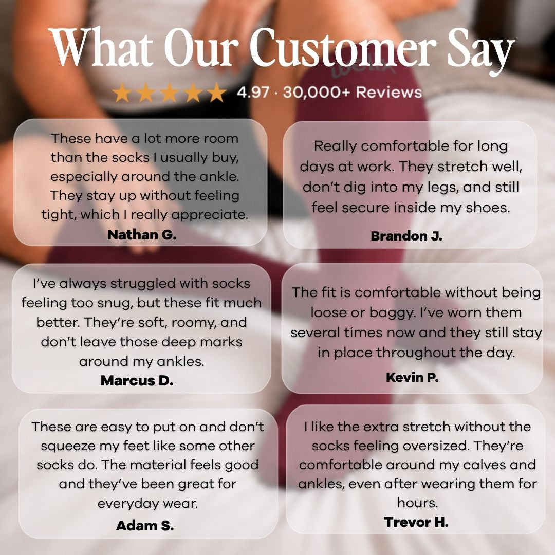 Burgundy Wide Calf Compression Socks Men