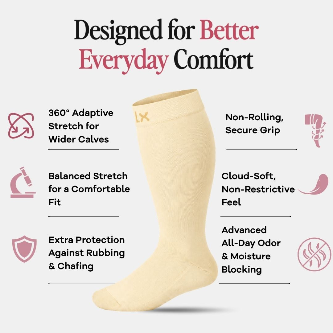 Candlelight Yellow Wide Calf Compression Socks
