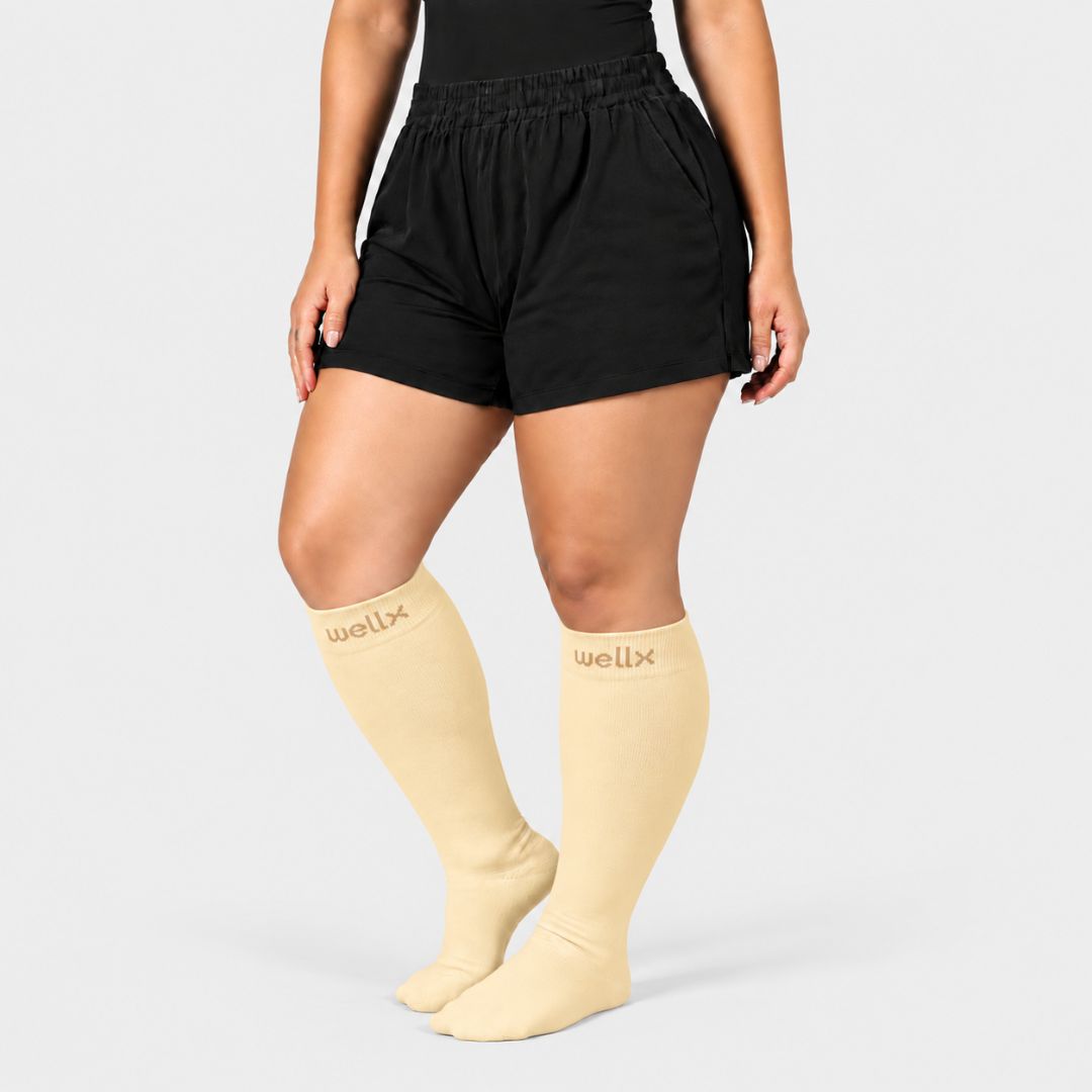 Candlelight Yellow Wide Calf Compression Socks