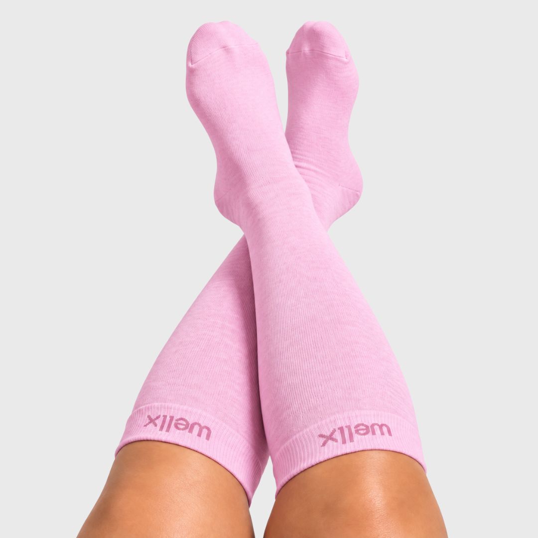 Candy Hearts Pink Wide Calf Compression Socks