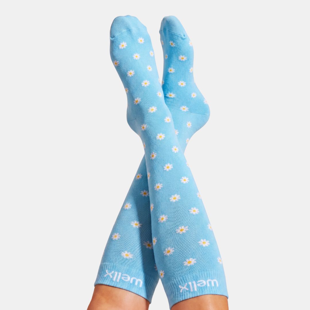 Daisy Flowers Blue Compression Socks