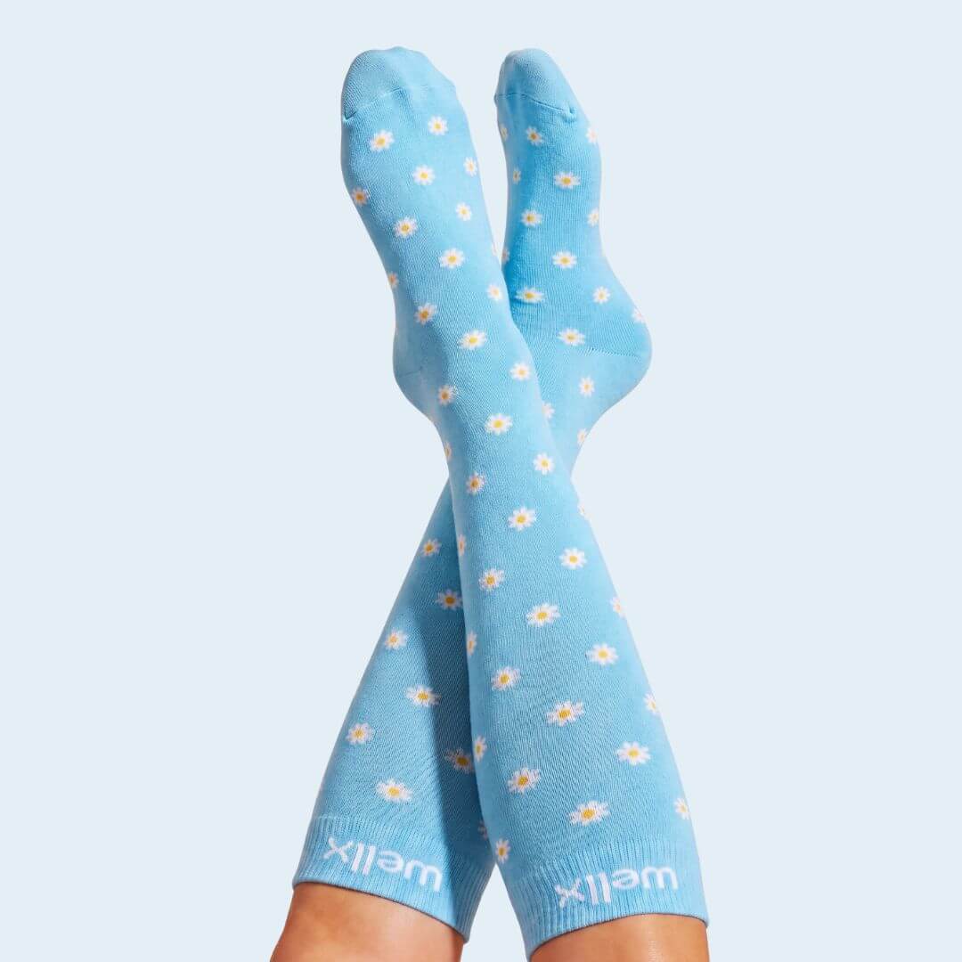 Daisy Flowers Blue Compression Socks