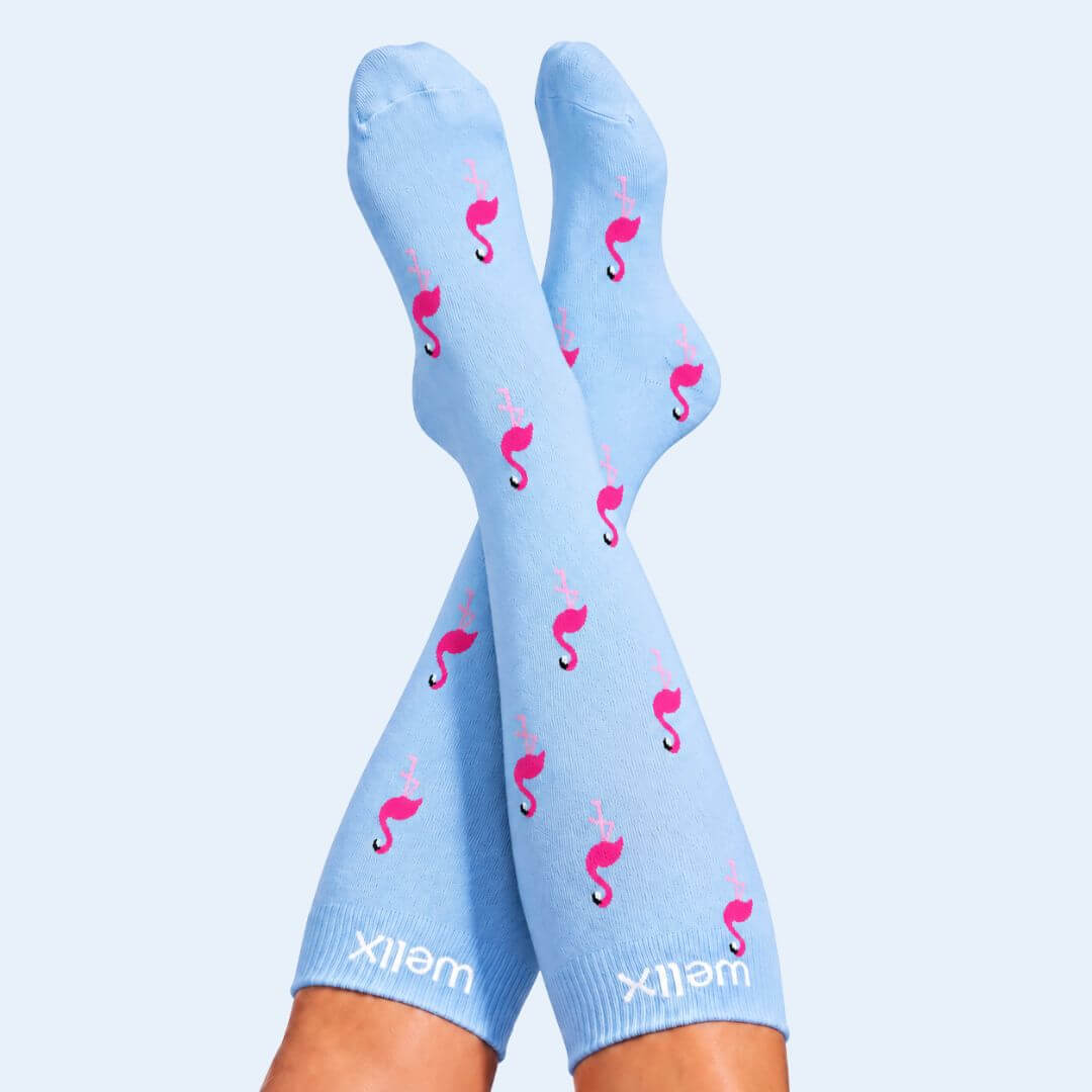 Flamingo Blue Compression Socks