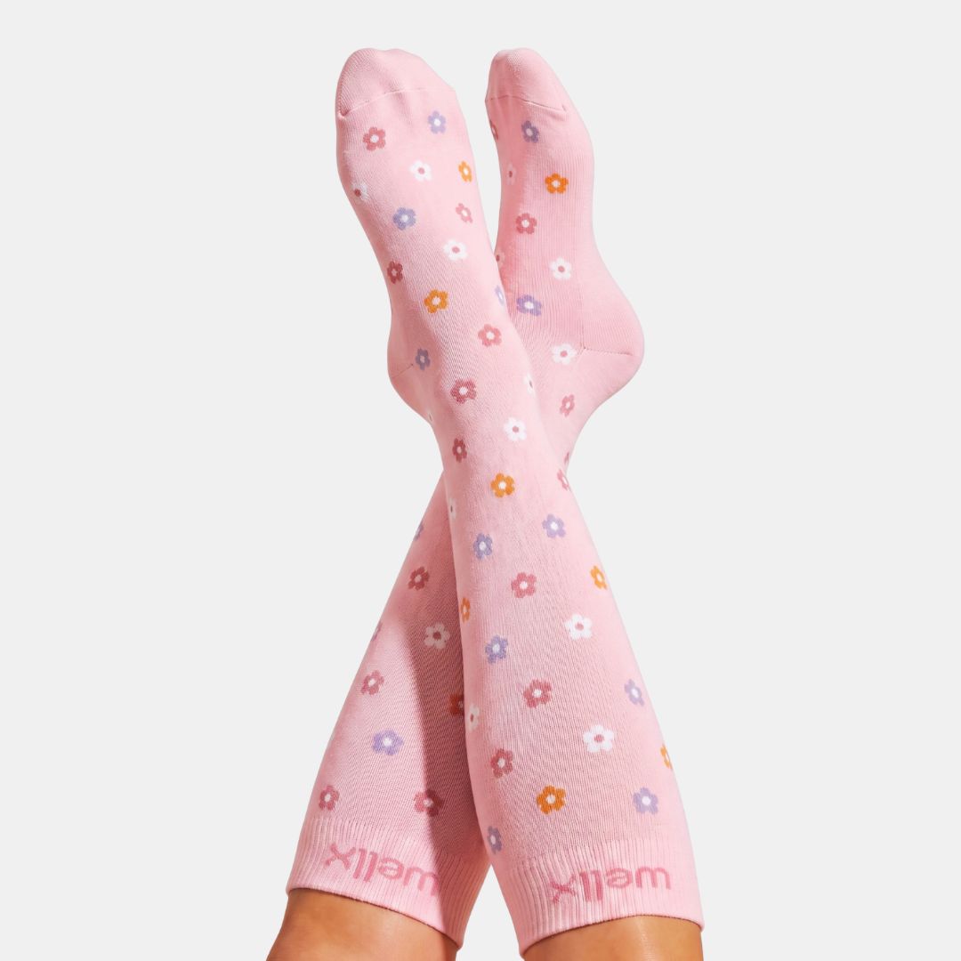Flowers Pink Compression Socks