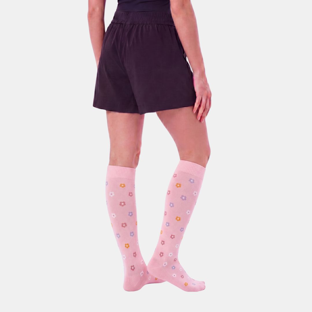 Flowers Pink Compression Socks