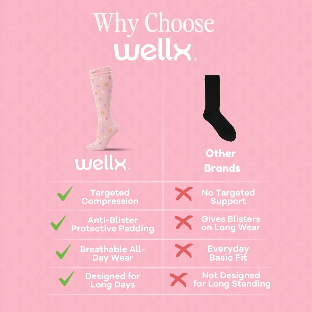 Flowers Pink Compression Socks