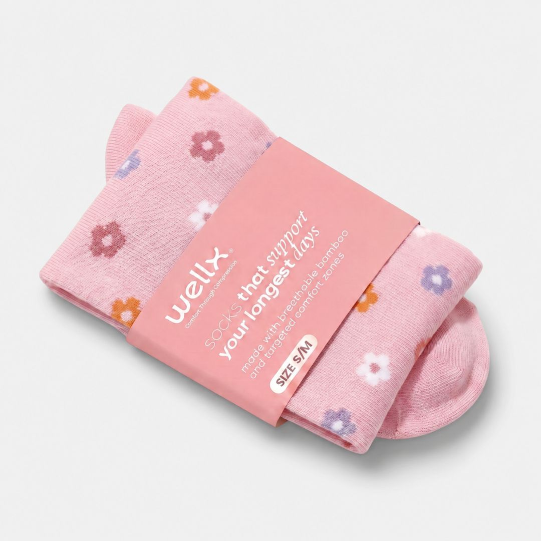 Flowers Pink Compression Socks