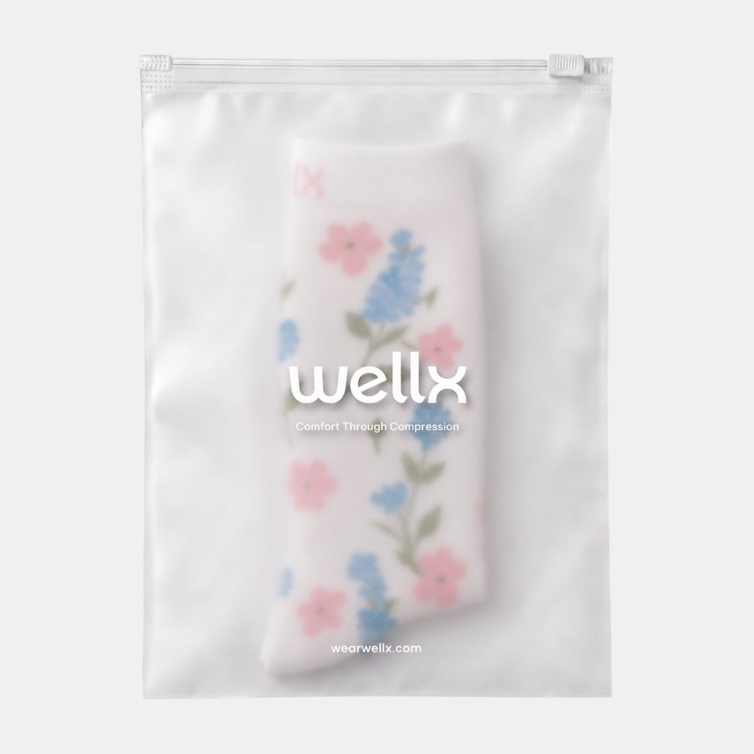 Flowers White Compression Socks