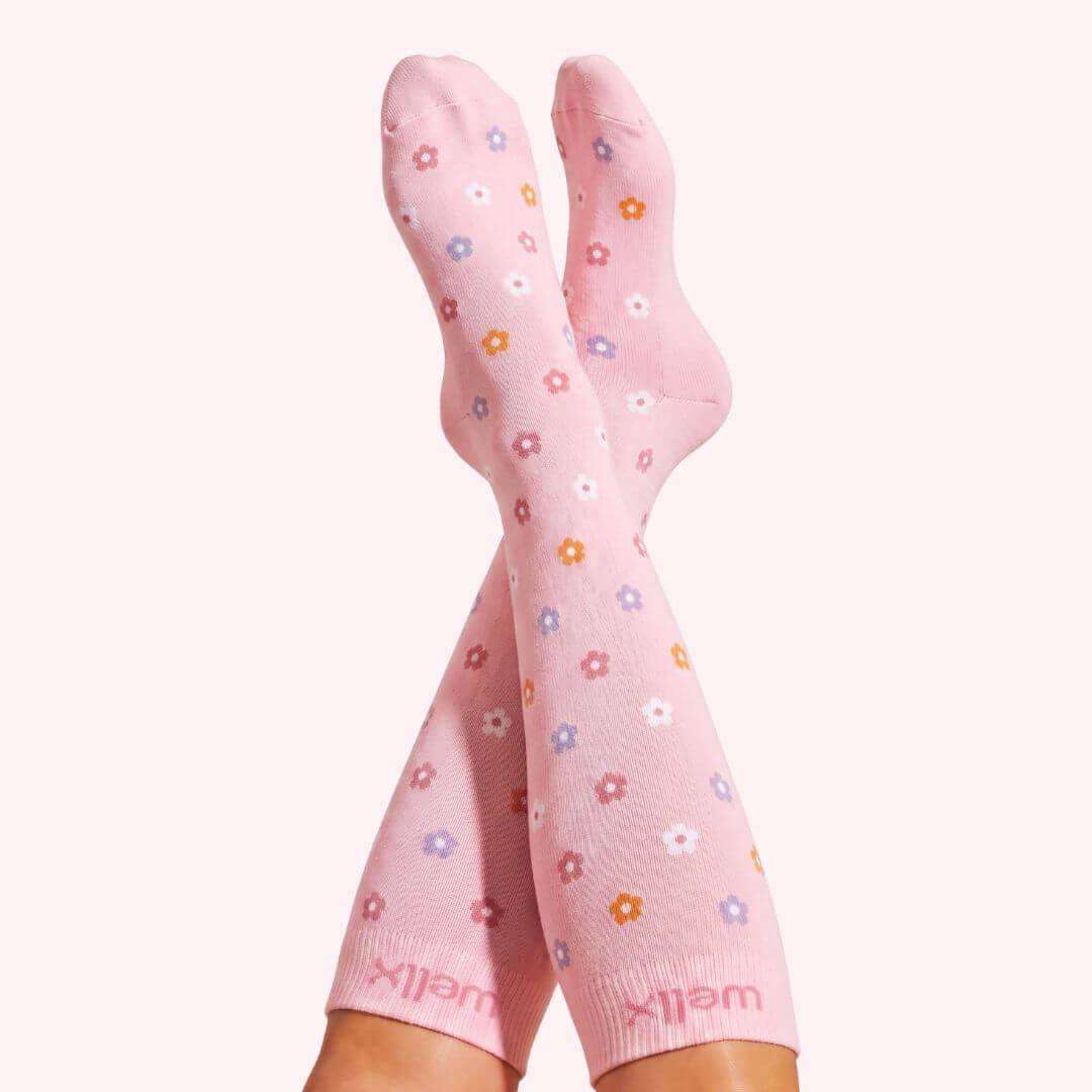 Flowers Pink Compression Socks