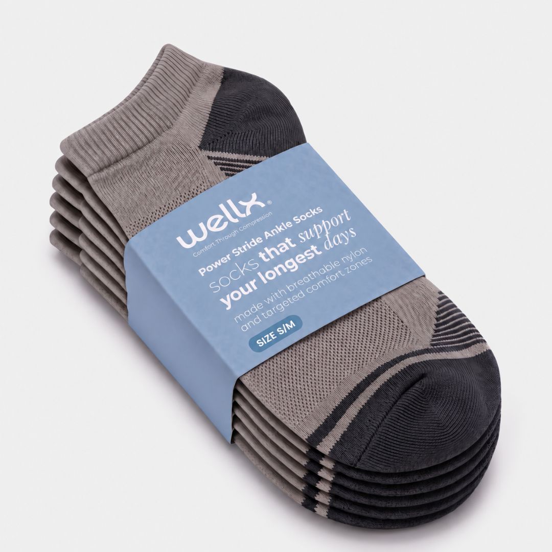 3-Pack Power Stride Ankle Socks Gravel
