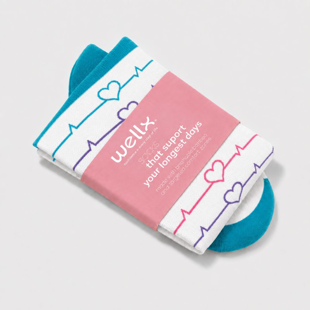 Heartbeat White Wide Calf Compression Socks