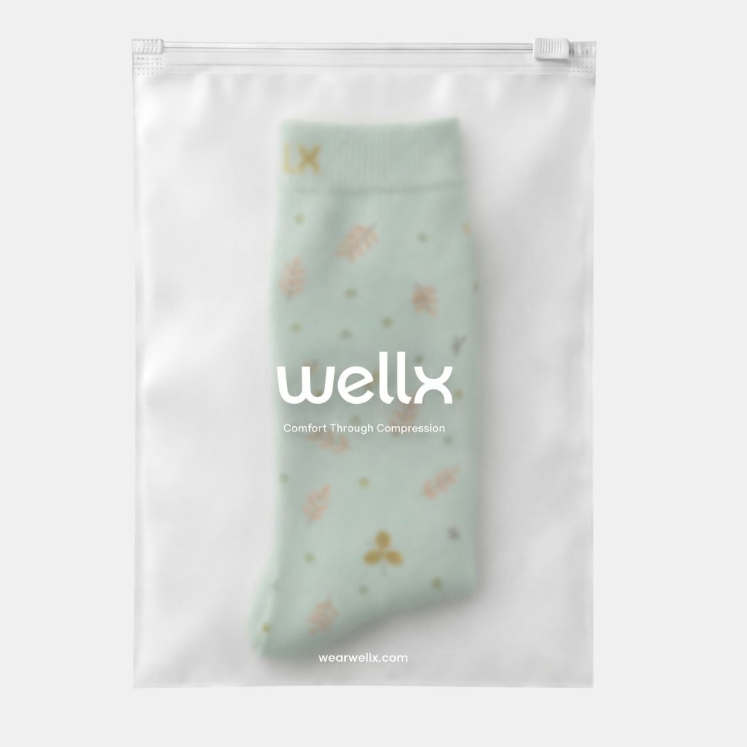 Leaves Mint Compression Socks