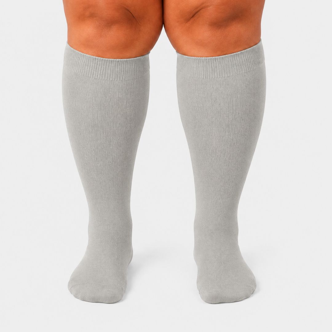 Light Grey Wide Calf Compression Socks
