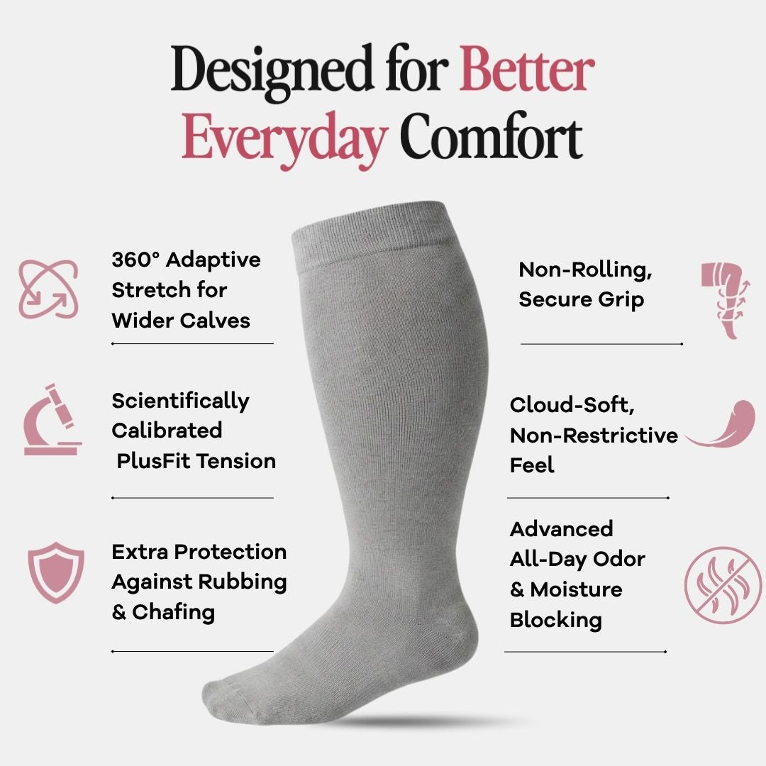 Light Grey Wide Calf Compression Socks