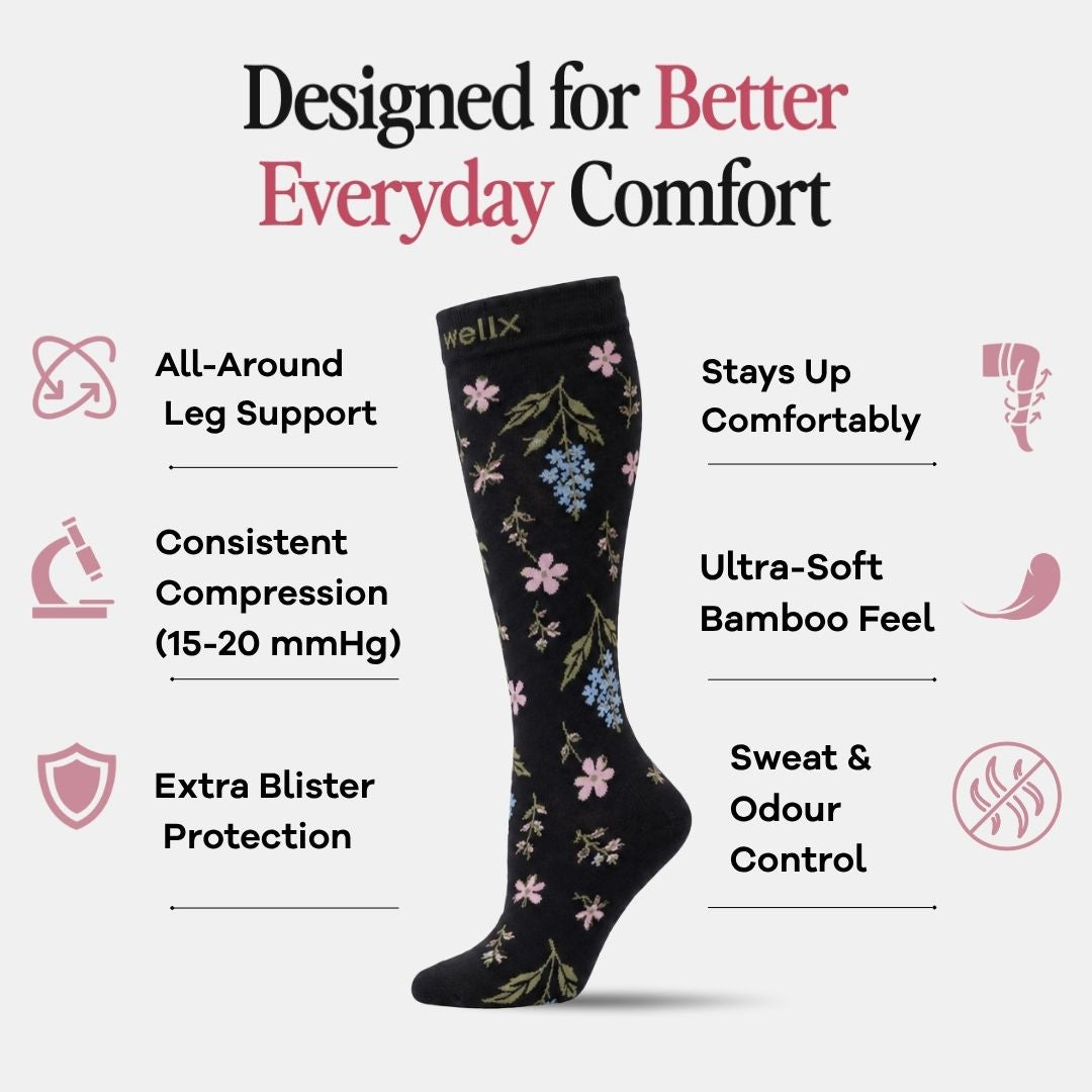 Lily Black Compression Socks