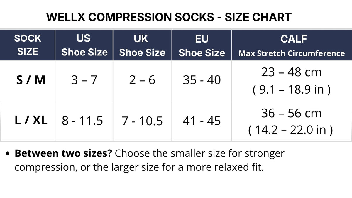 Size chart - Cactus Green Compression Socks Men