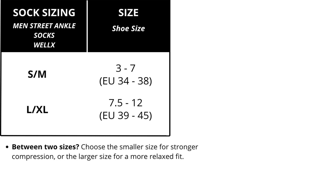 Size chart - Grey Street Ankle Socks Men