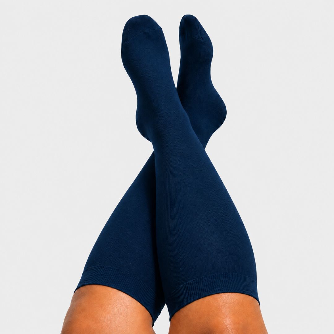Navy Blue Wide Calf Compression Socks