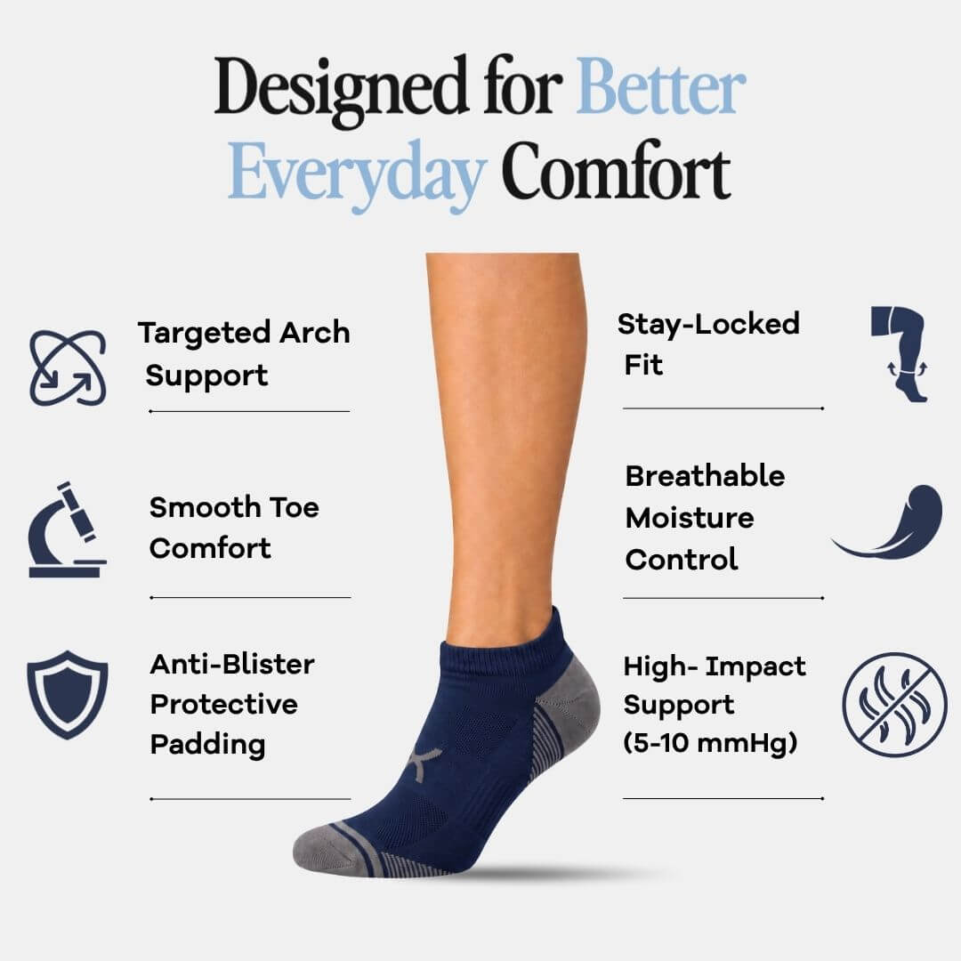 3-Pack Power Stride Ankle Socks Men Navy