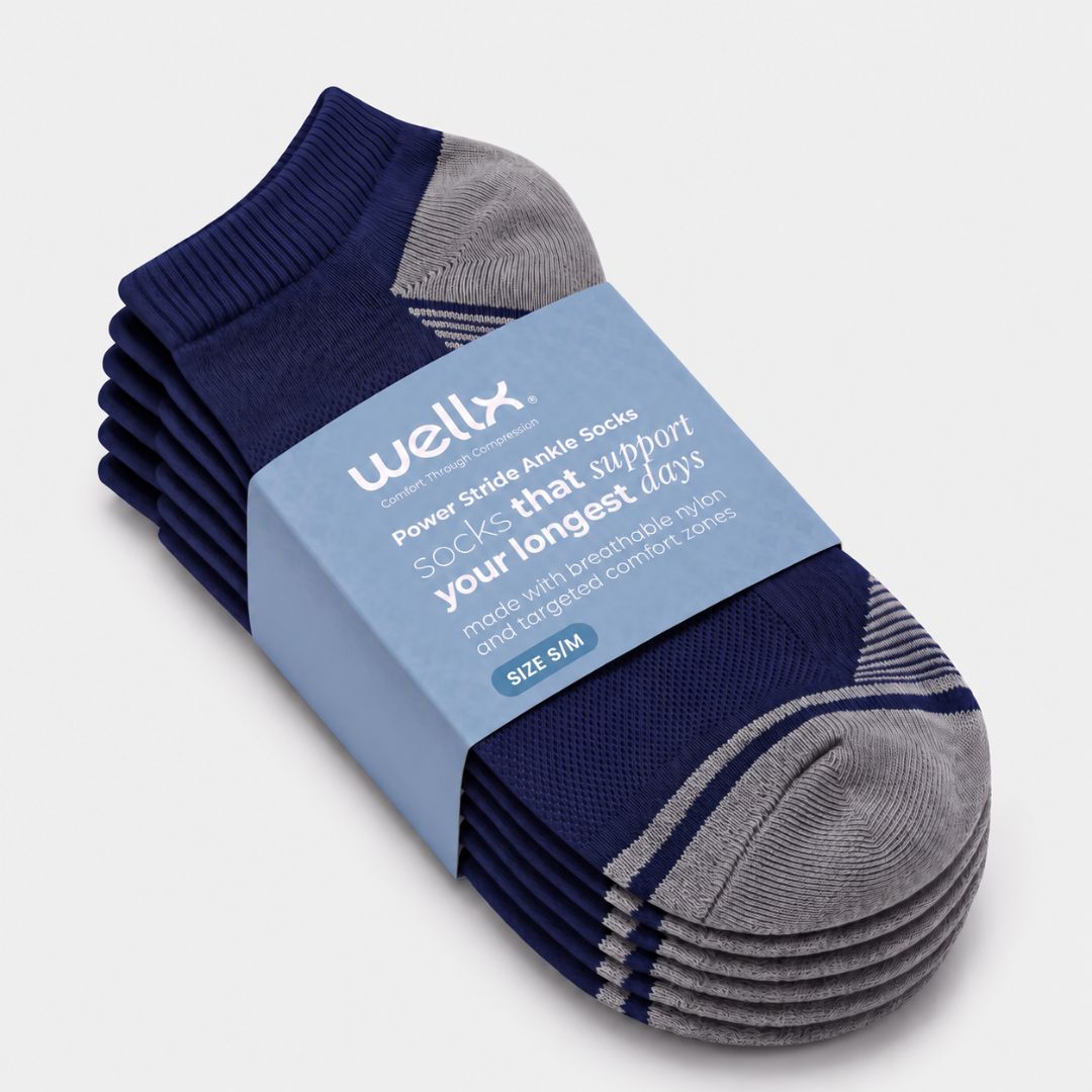 3-Pack Power Stride Ankle Socks Navy