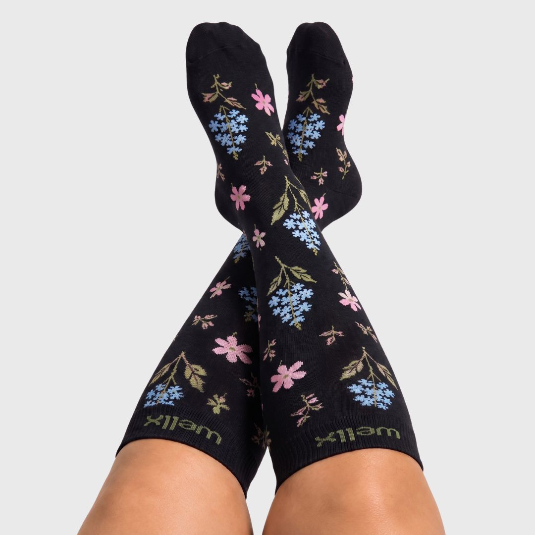 Lily Black Wide Calf Compression Socks
