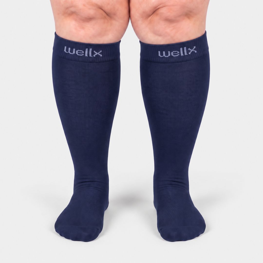 Navy Blue Wide Calf Compression Socks