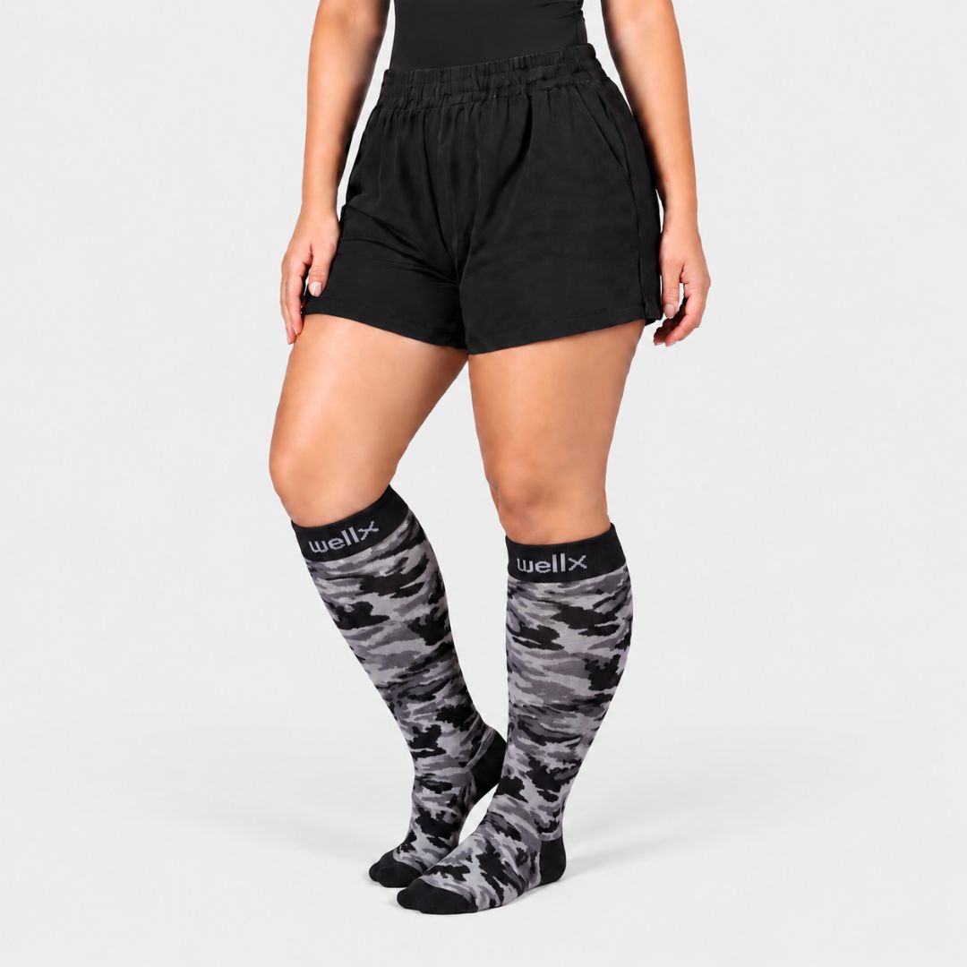 Camouflage Black Wide Calf Compression Socks