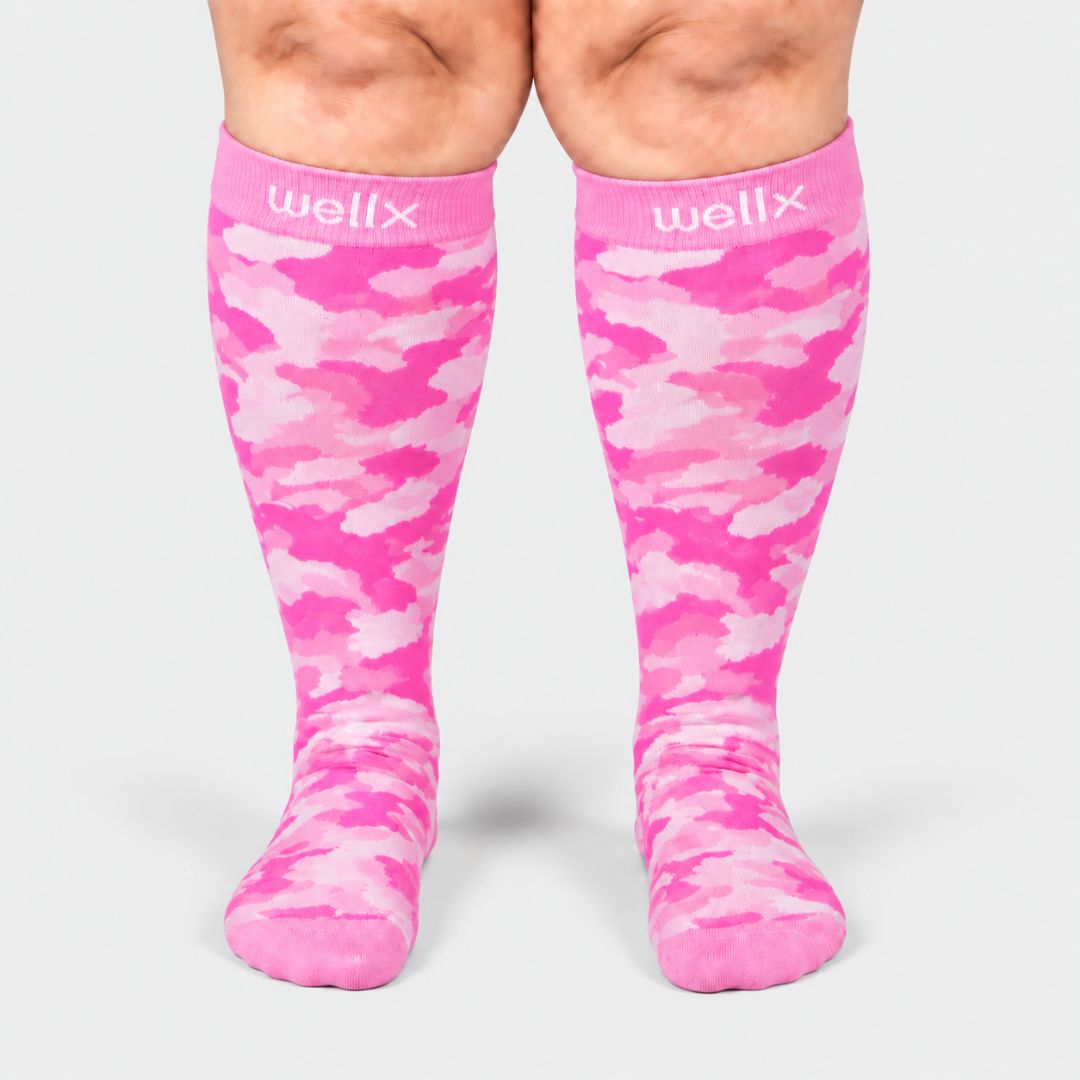 Camouflage Pink Wide Calf Compression Socks