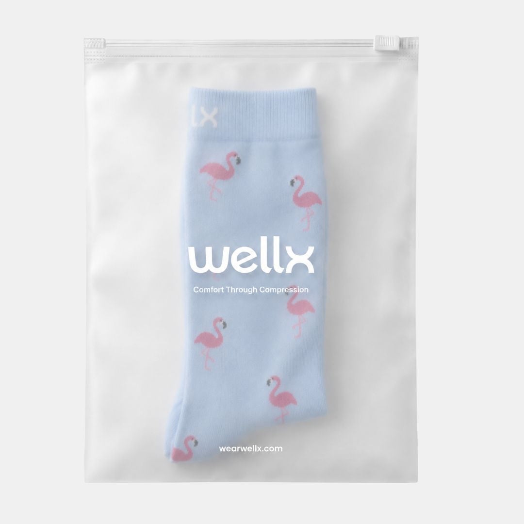 Flamingo Blue Wide Calf Compression Socks