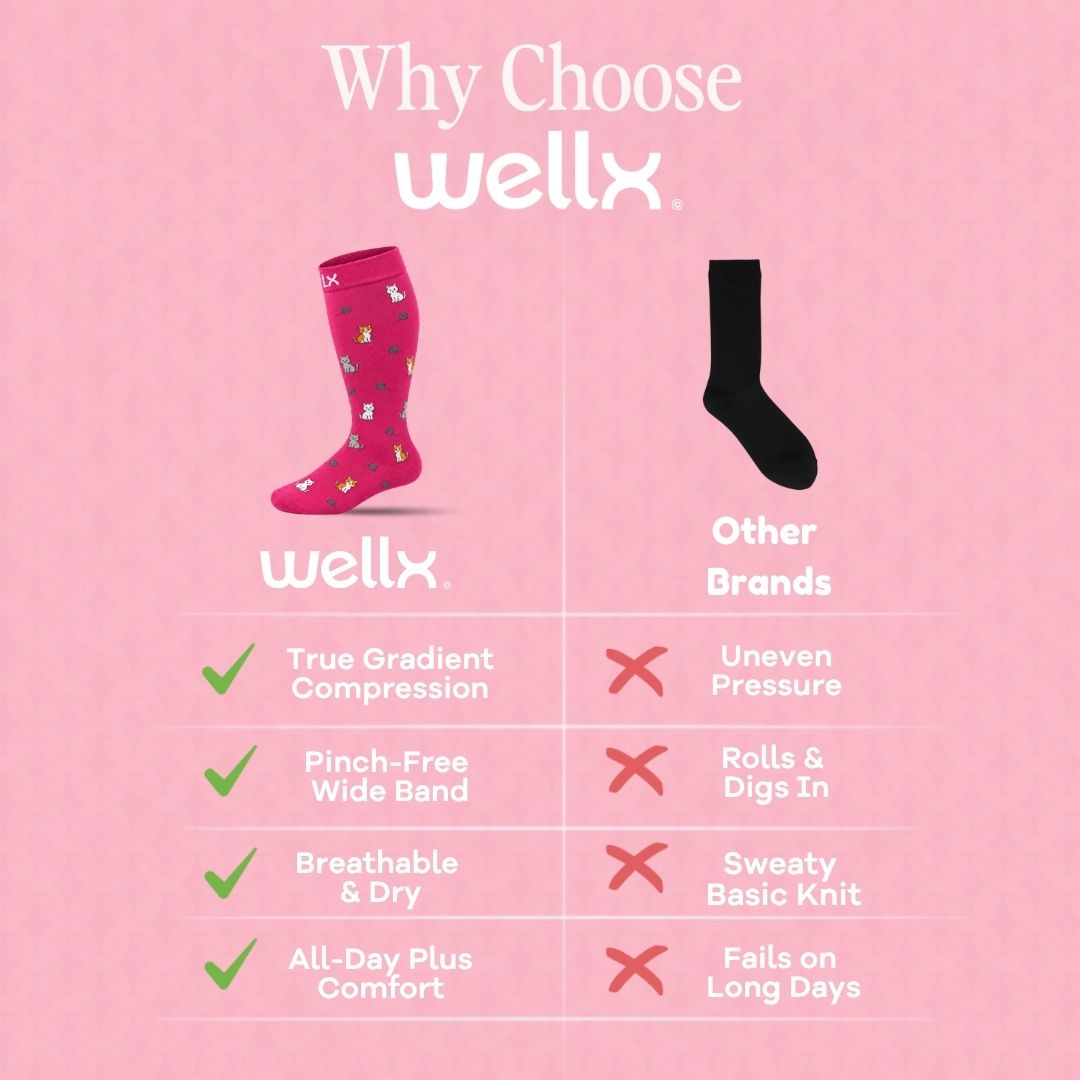 Kittens Pink Wide Calf Compression Socks