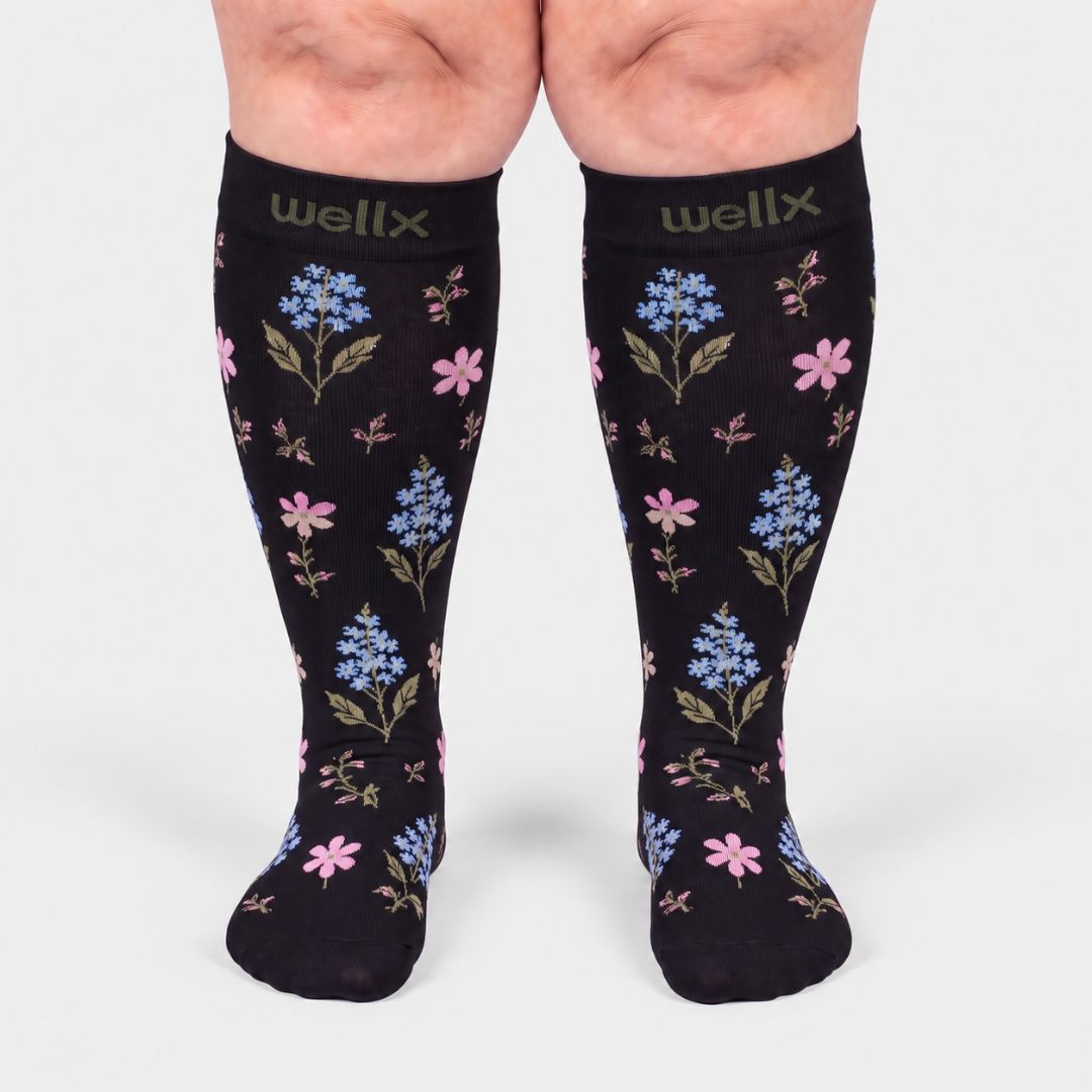 Lily Black Wide Calf Compression Socks