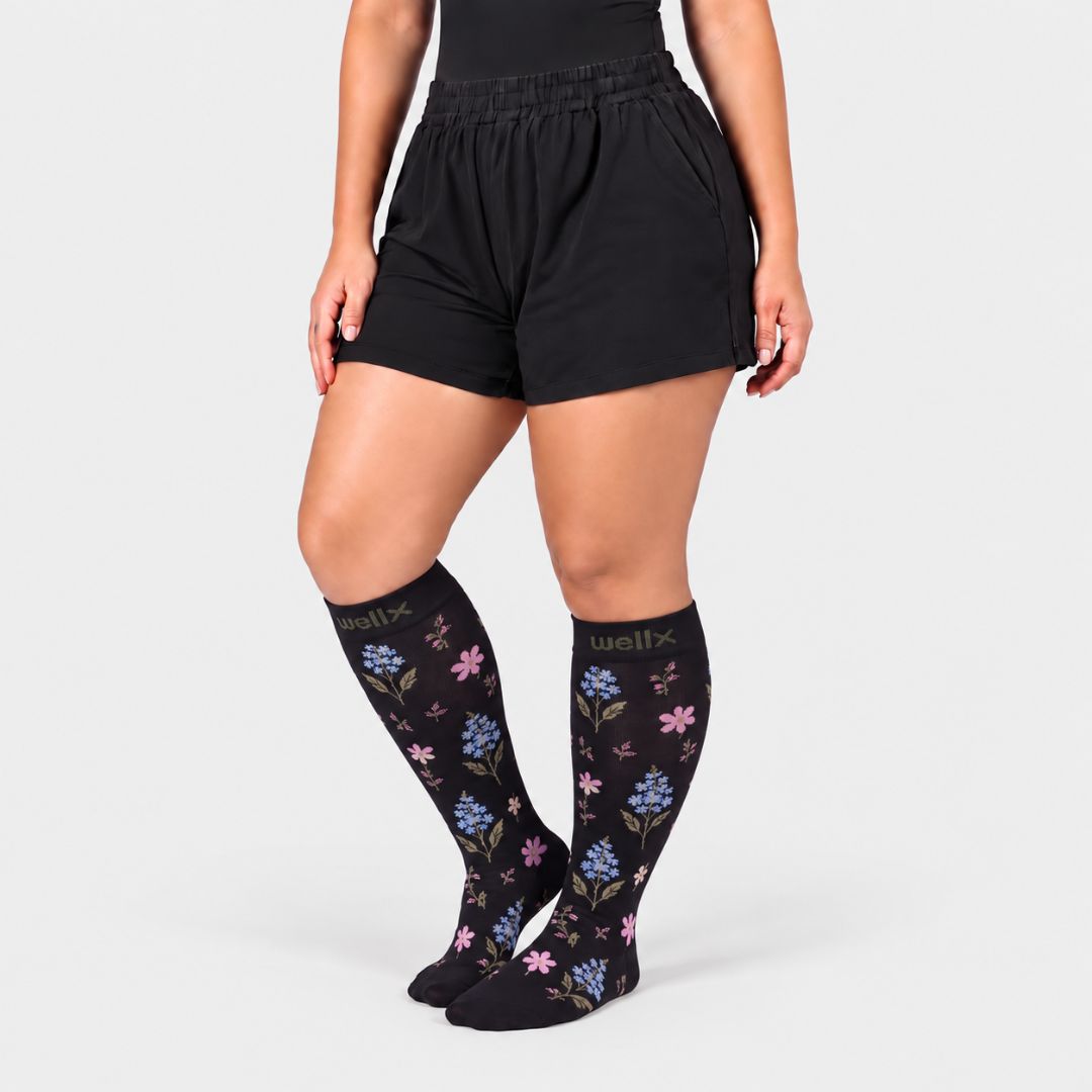 Lily Black Wide Calf Compression Socks