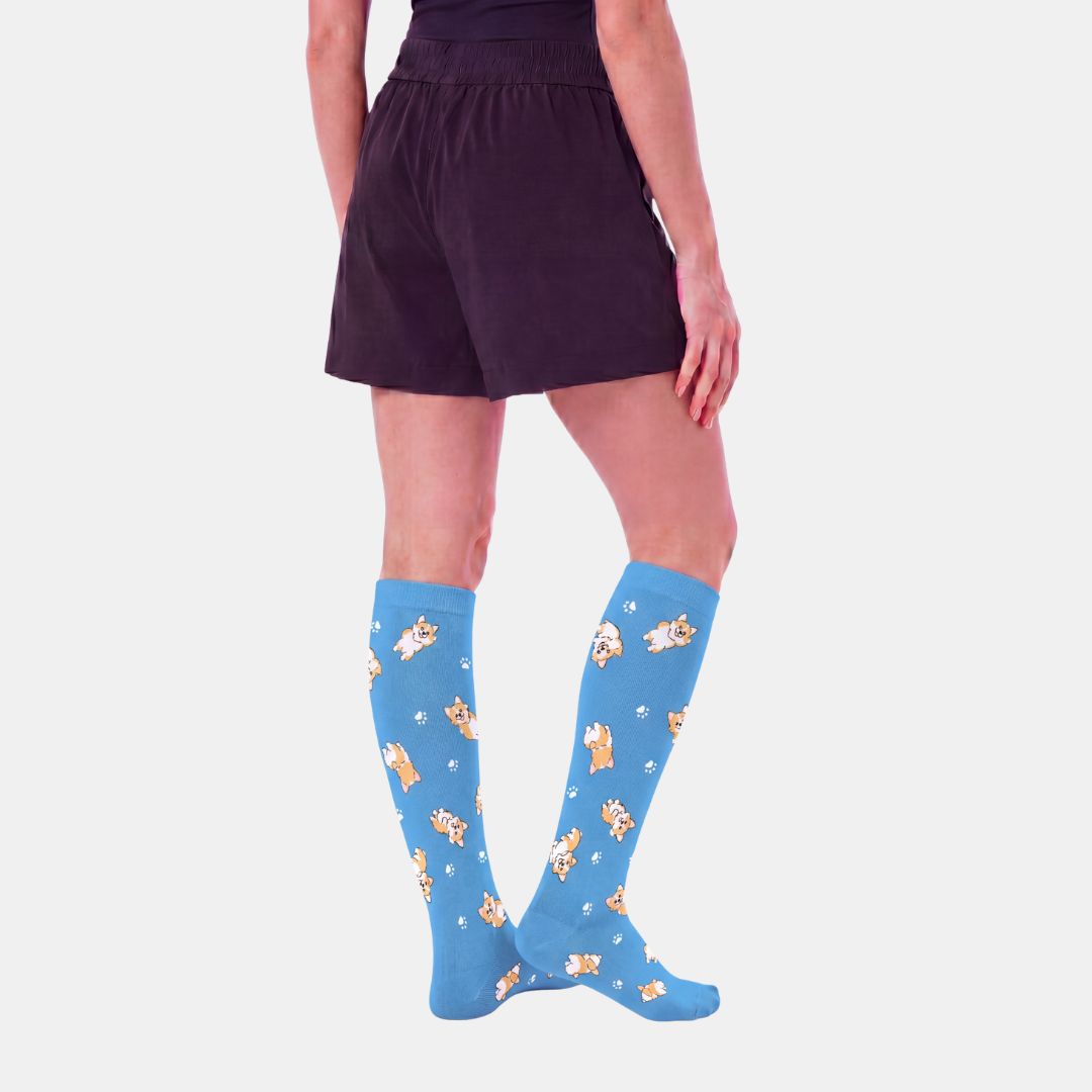 Puppies Blue Compression Socks