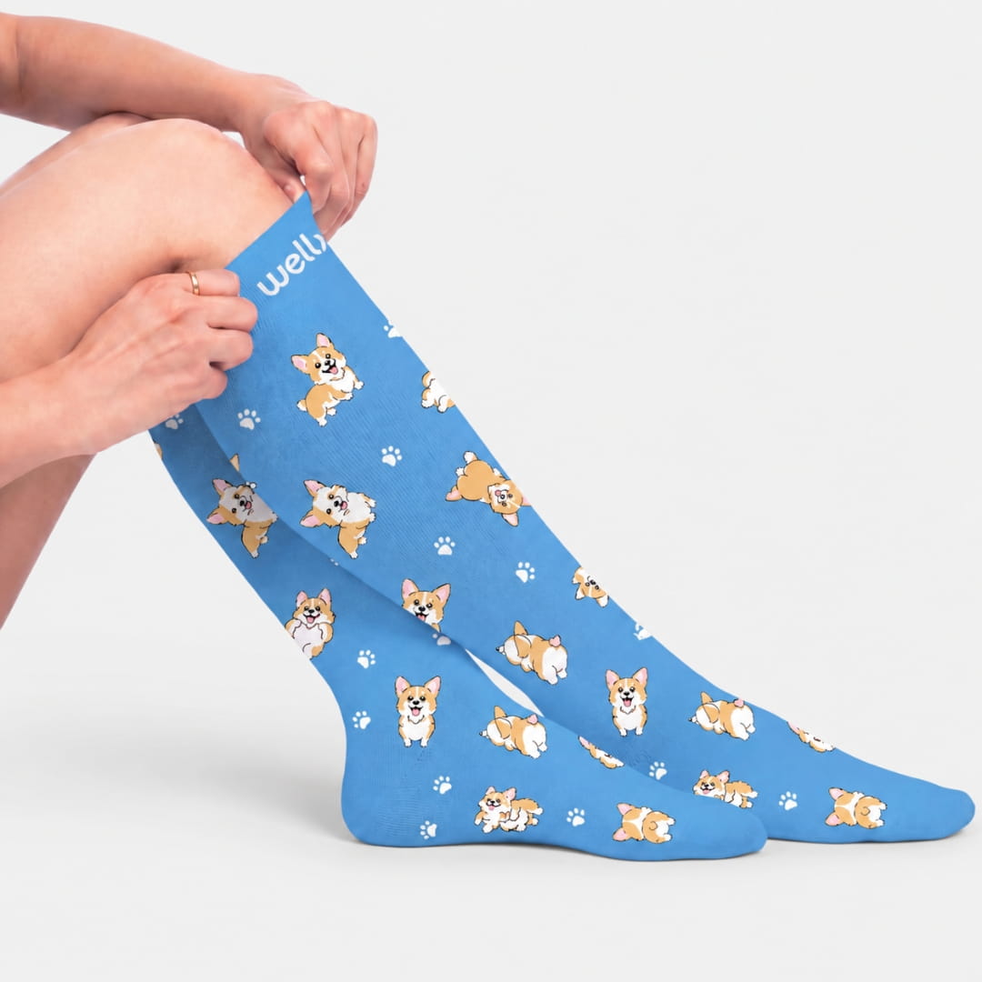 Puppies Blue Compression Socks