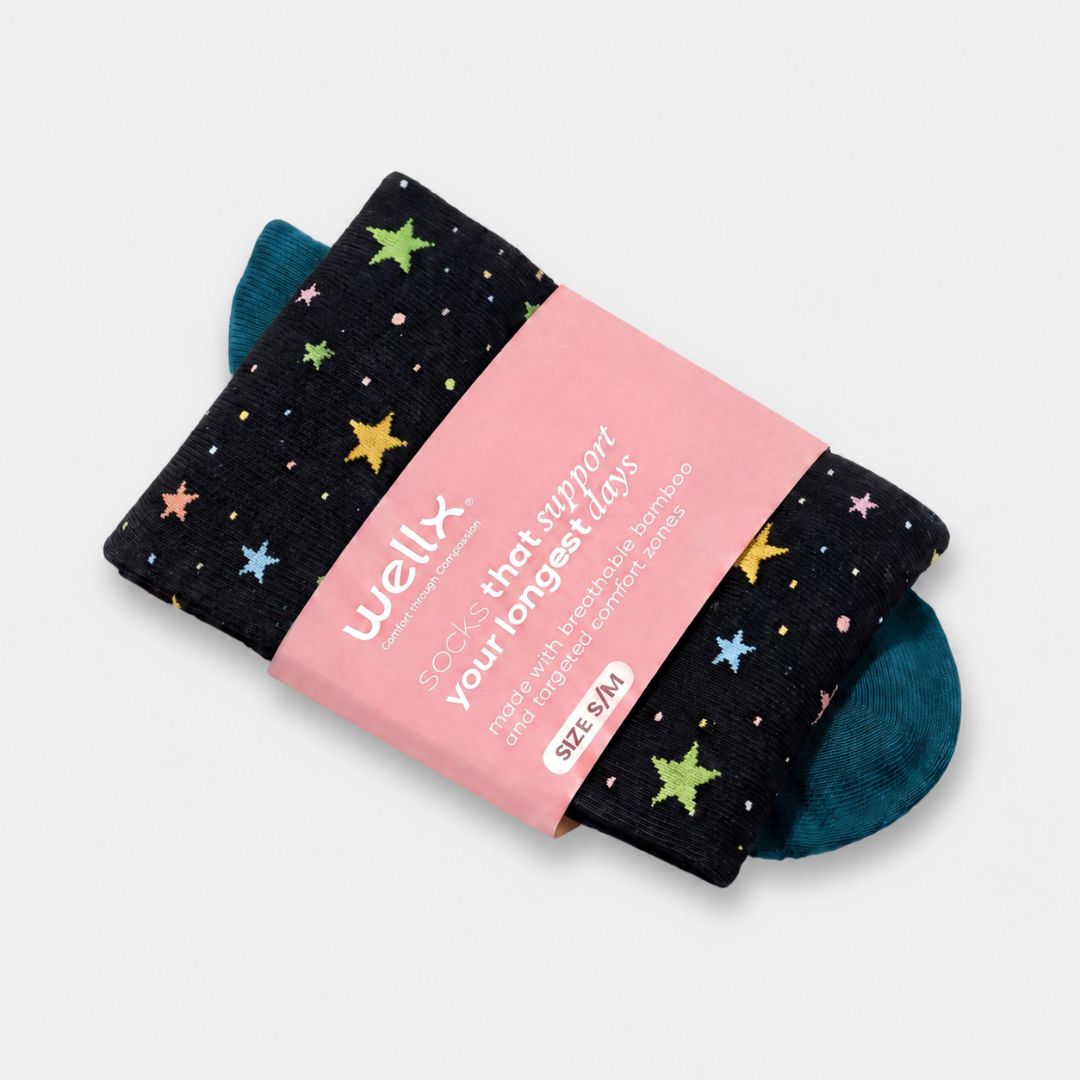 Stars Black/Green Compression Socks
