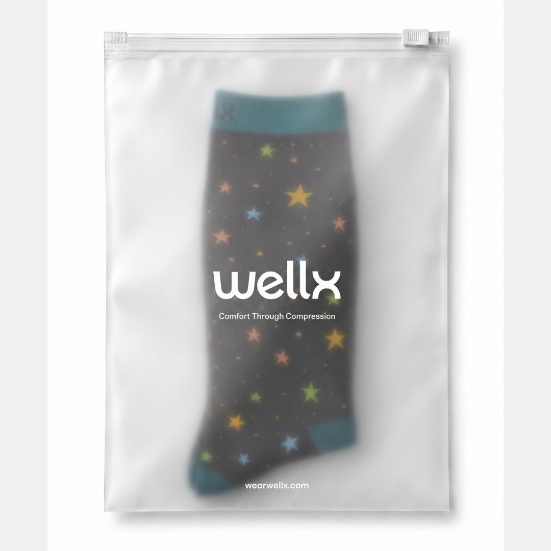 Stars Black/Green Compression Socks