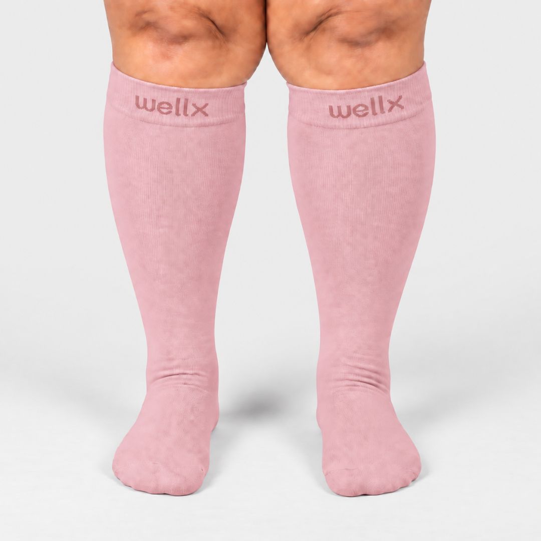 Vintage Pink Wide Calf Compression Socks