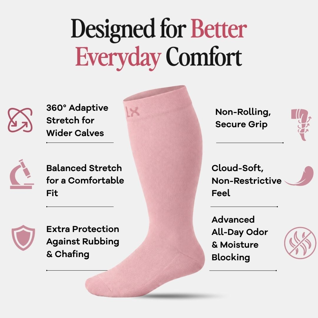 Vintage Pink Wide Calf Compression Socks