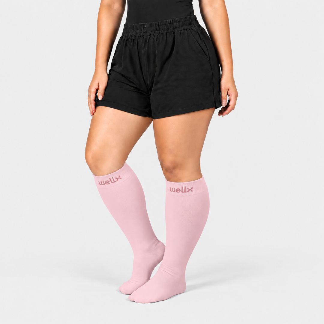 Vintage Pink Wide Calf Compression Socks