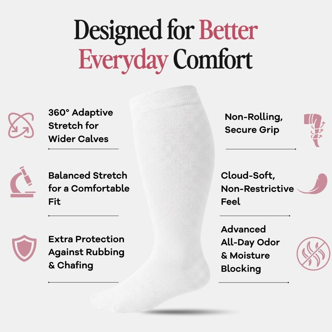White Wide Calf Compression Socks